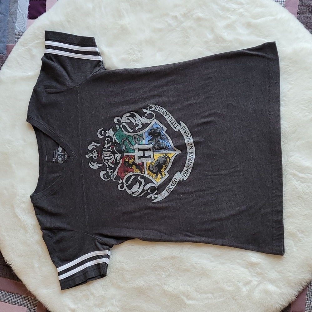 Wizarding World Of Harry Potter Hogwarts Gray Jersey Sporty Style Tshirt